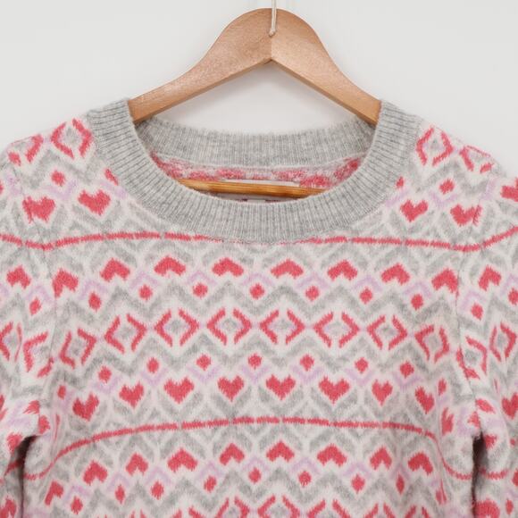 NWT LOFT Heart Love Sweater Women's Nordic Fair Isle Chunky Winter Cozy Size XS - Picture 8 of 9